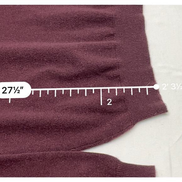 Kinross Cashmere 100% Cashmere Henley Sweater Maroon With Brown Elbow Patches M - Picture 8 of 8
